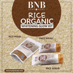 Rice Extract Glow Kit featuring rice mask, face wash, and rice scrub for a radiant skincare routine.