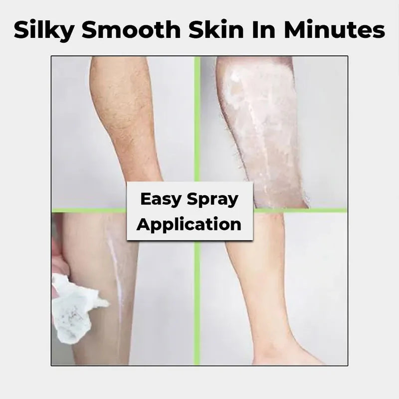 Ecrin hair removal spray bottle displayed beside its packaging on a wooden surface